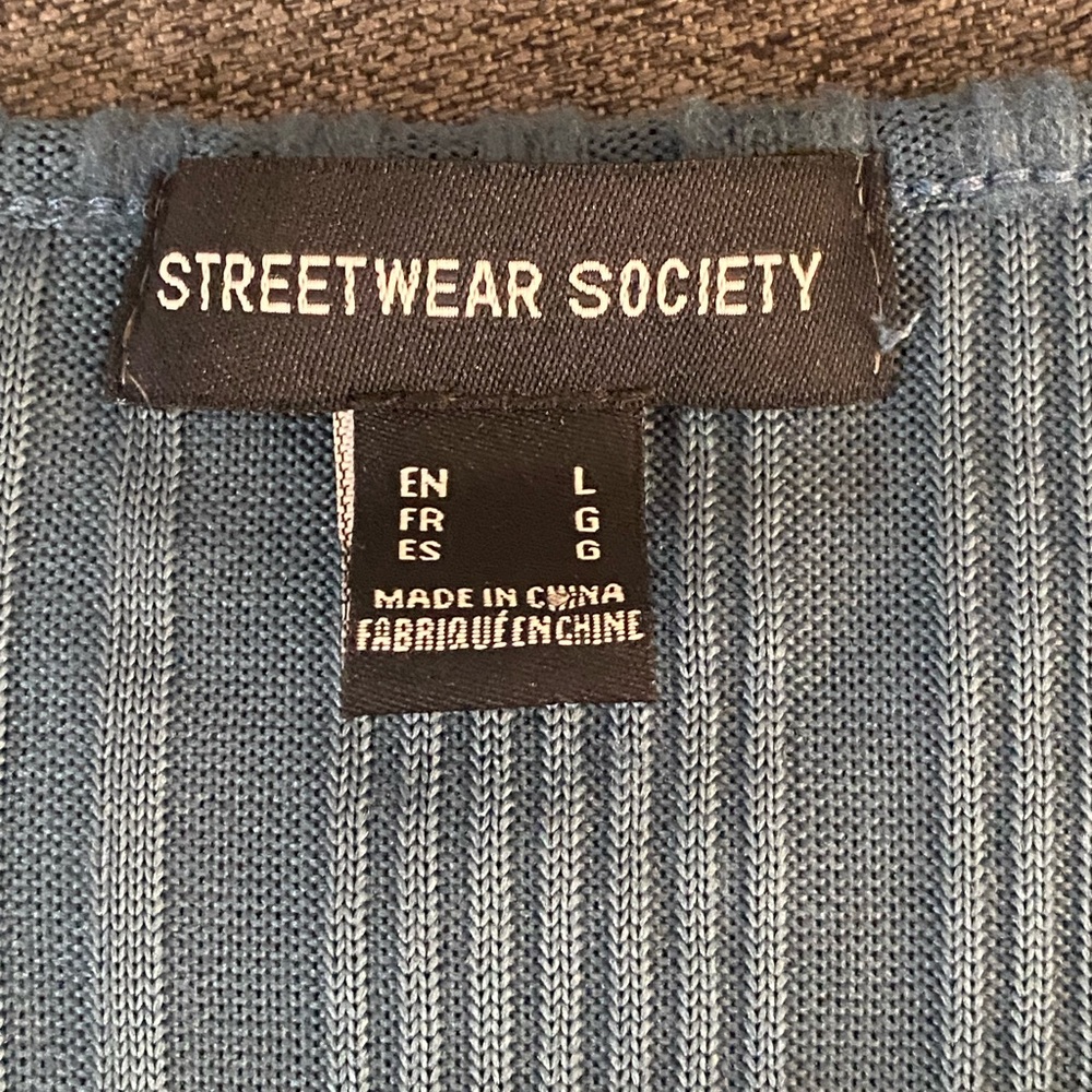 Blue Ribbed Women's Top - Picture 3 of 3